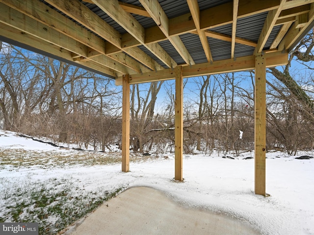 view of yard covered in snow