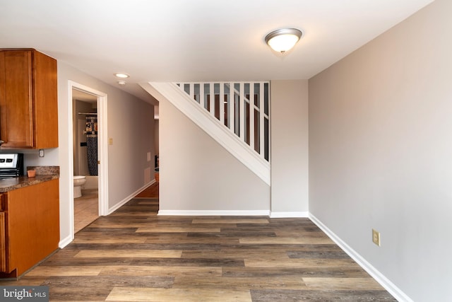 117 Quaker Neck Rd, Salem, NJ 08079 - unfurnished dining area featuring recessed lighting, baseboards, and dark wood-type flooring