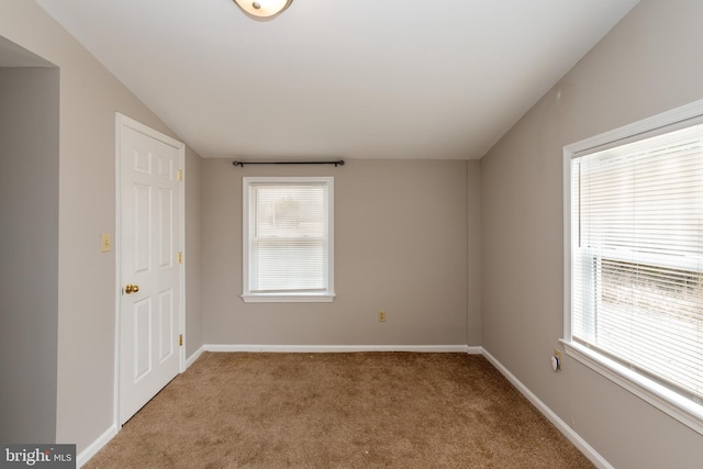 117 Quaker Neck Rd, Salem, NJ 08079 - spare room with baseboards, carpet, and vaulted ceiling