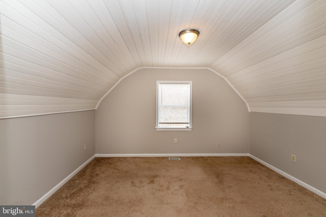 117 Quaker Neck Rd, Salem, NJ 08079 - additional living space with visible vents, lofted ceiling, baseboards, and carpet floors