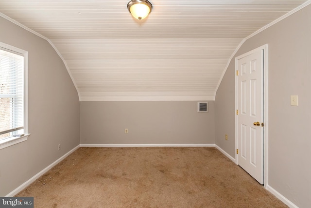 117 Quaker Neck Rd, Salem, NJ 08079 - additional living space with visible vents, baseboards, carpet floors, and vaulted ceiling