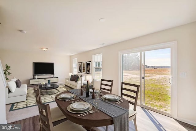 dining room with wood finished floors and baseboards