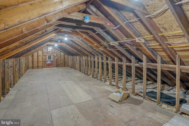 view of unfinished attic