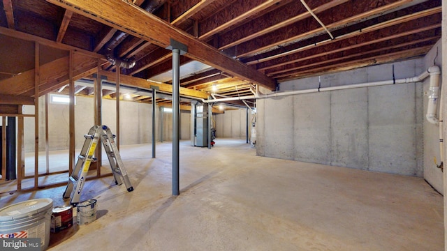 unfinished basement with heating unit