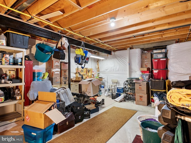 view of unfinished basement