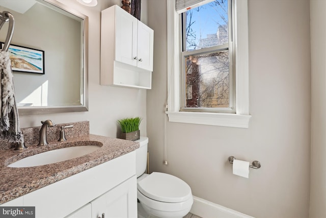 half bathroom with toilet and vanity