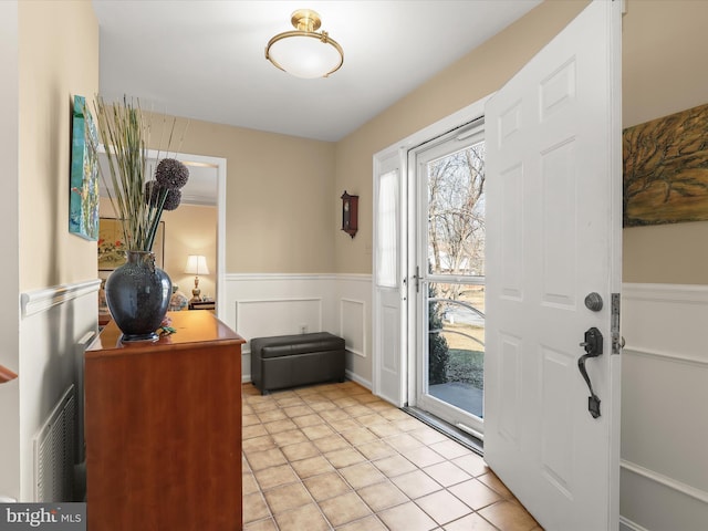 foyer with wainscoting
