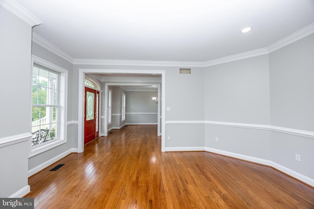 2729 Hollow View Dr, Finksburg, MD 21048 - unfurnished room with wood finished floors, baseboards, ornamental molding, and recessed lighting