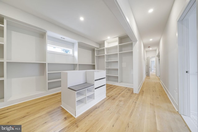 spacious closet with light wood-style flooring