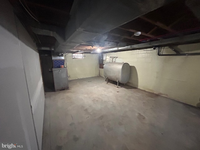 basement with heating fuel