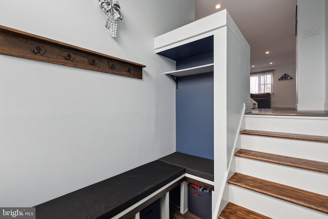 mudroom featuring recessed lighting