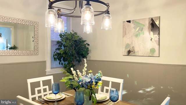 dining area featuring wainscoting