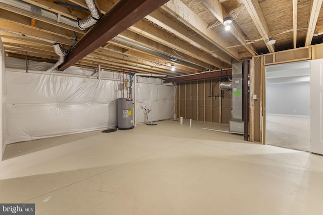 unfinished basement with water heater