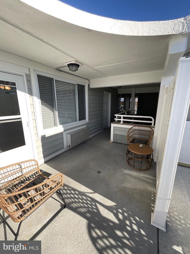 view of patio featuring radiator