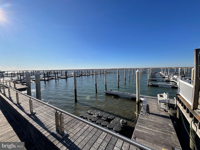 view of dock featuring a water view