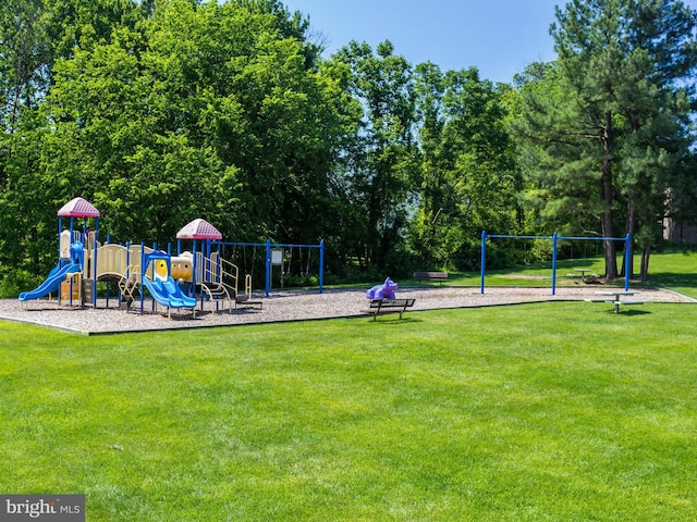 communal playground with a yard