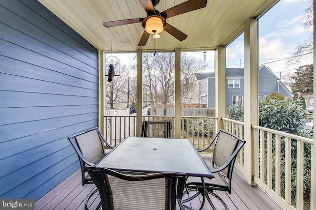 sunroom / solarium with wood ceiling