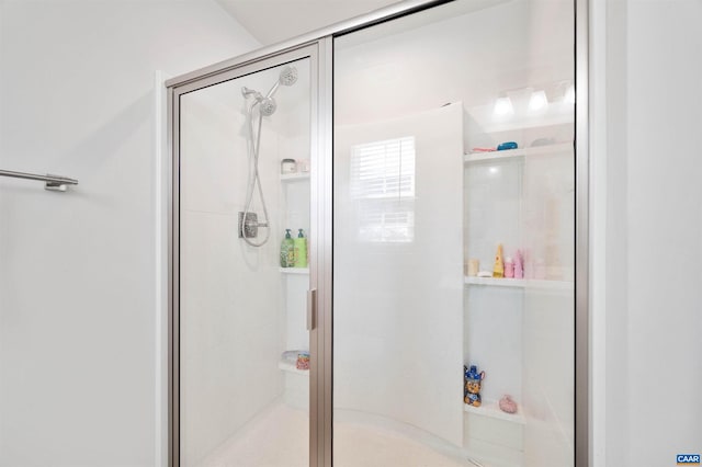 bathroom featuring a shower stall