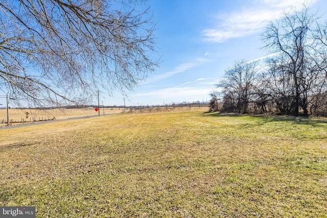 view of yard with a rural view