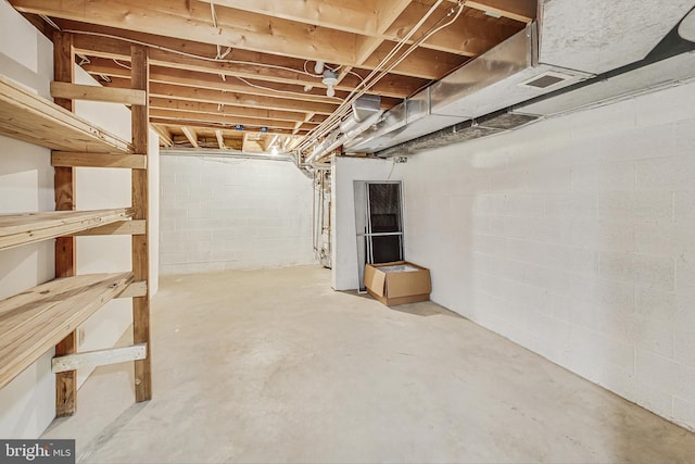 view of unfinished basement