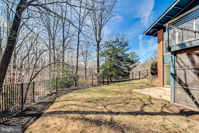 view of yard featuring fence