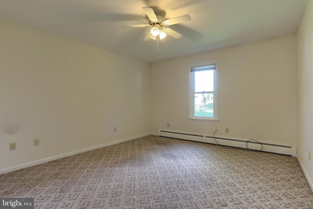 659 E Maple St, Annville, PA 17003 - carpeted empty room featuring baseboards, a baseboard radiator, and ceiling fan