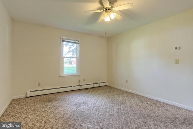 659 E Maple St, Annville, PA 17003 - spare room featuring carpet floors, a ceiling fan, baseboards, and a baseboard heating unit
