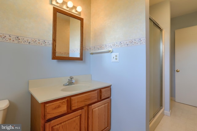 659 E Maple St, Annville, PA 17003 - full bath with vanity, tile patterned floors, toilet, and a shower stall
