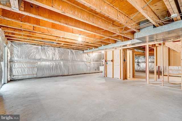 view of unfinished basement