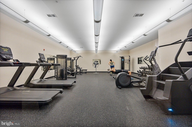 workout area with visible vents