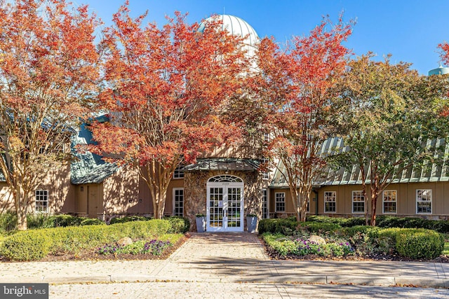 view of front of property with french doors