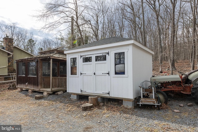 view of shed