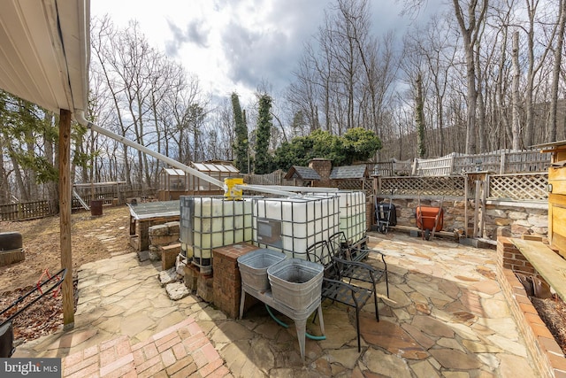 view of patio featuring a fenced backyard and area for grilling