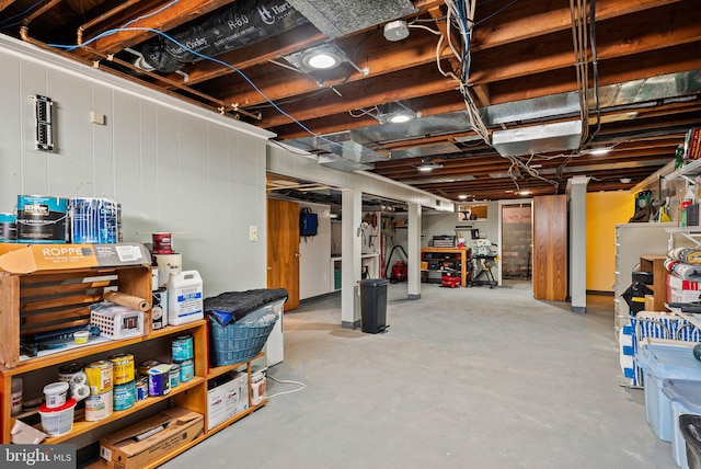 view of unfinished basement