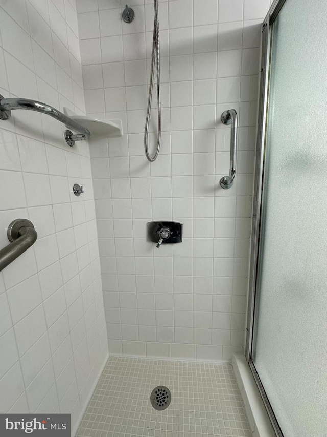 bathroom featuring a shower stall