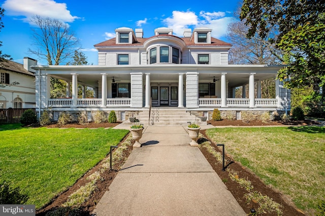 4502 Roland Ave, Baltimore, MD 21210 - view of front of property featuring a ceiling fan and covered porch