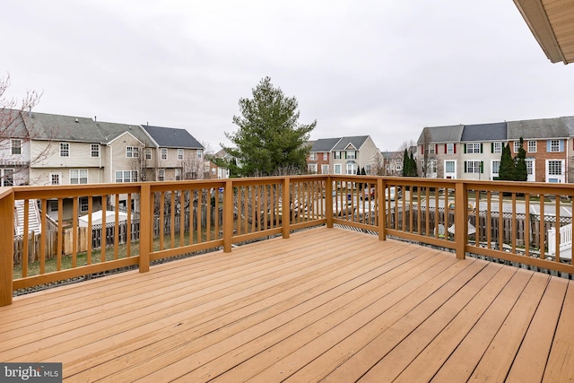 deck with a residential view