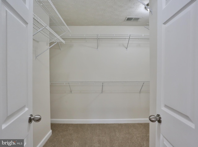 spacious closet with carpet and visible vents