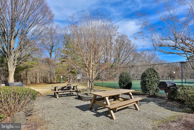 view of property's community with fence