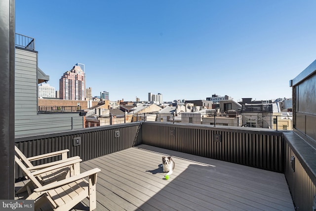 deck featuring a city view