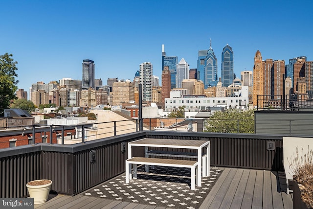 deck featuring a city view