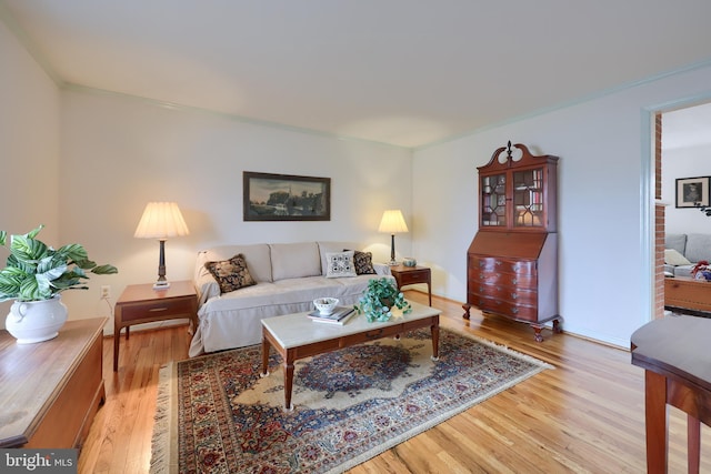 living area featuring light wood-type flooring