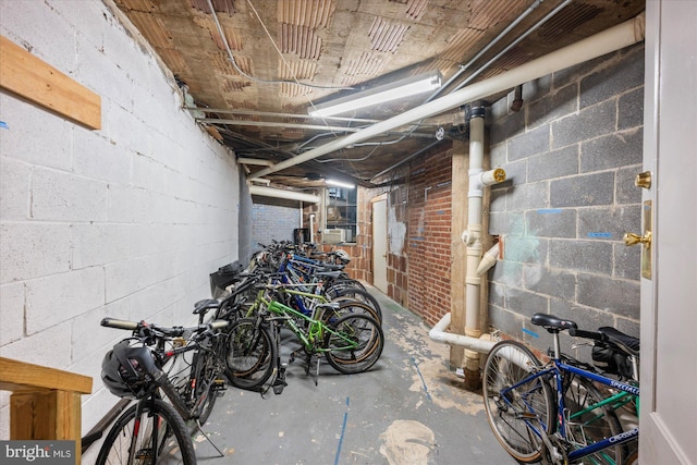 unfinished basement with concrete block wall