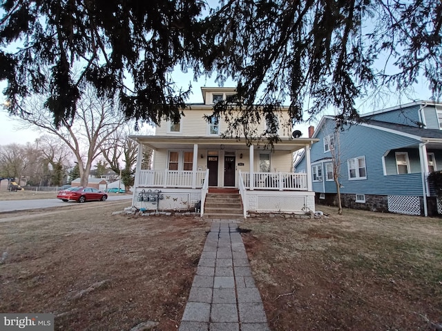 view of front facade featuring covered porch