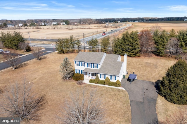 drone / aerial view with a rural view