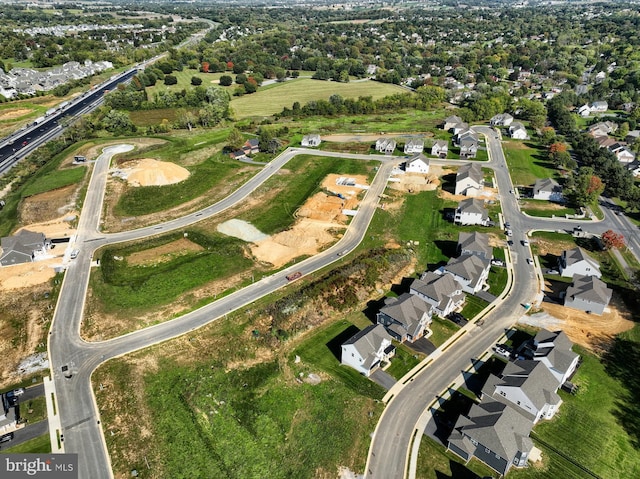 aerial view with a residential view