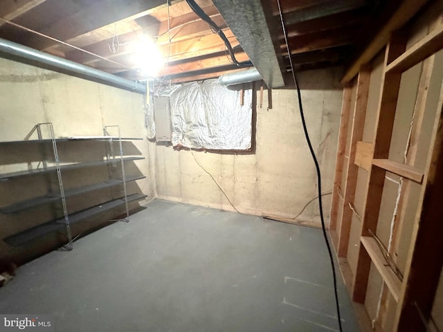 view of unfinished basement