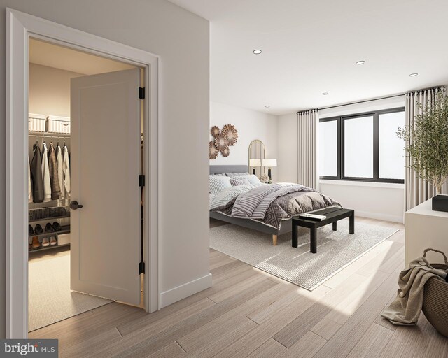 168 W Berks St, Philadelphia, PA 19122 - bedroom with recessed lighting, a closet, a spacious closet, light wood-type flooring, and baseboards