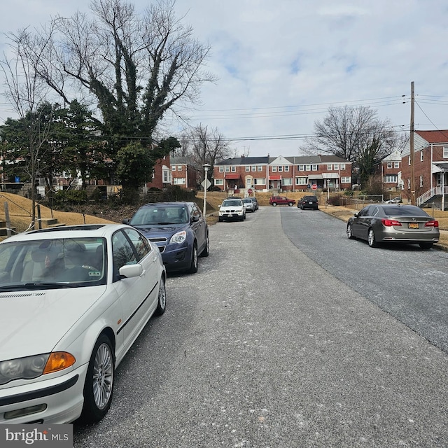 view of road featuring a residential view