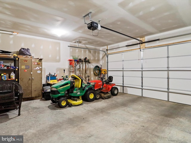 garage with a garage door opener